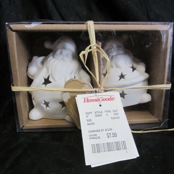 VINTAGE 90'S CERAMIC SANTA MOTIF TEALIGHT HOLDERS, BATTERY LIGHTED, SET OF 5 - Picture 3 of 8